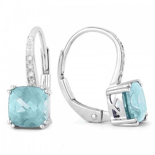 Aquamarine & Diamond Round Earrings