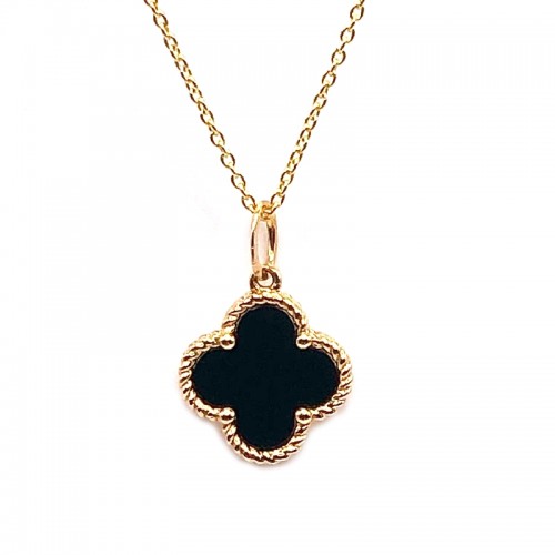 Black Onyx Clover Pendant