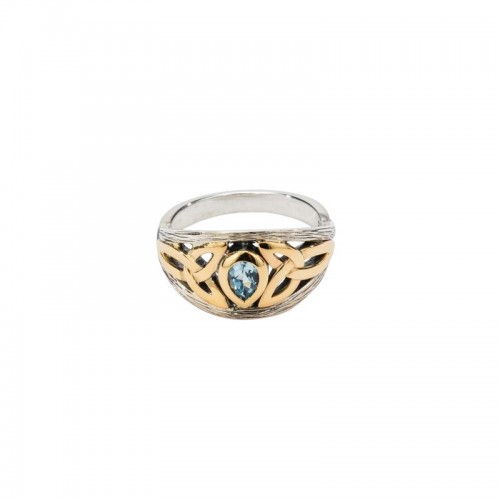 Trinity & Pear Shape Blue Topaz Ring by Keith Jack