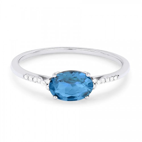 Blue Topaz Swiss /Diamond Ring