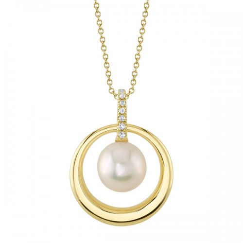 Pearl/Diamond Circle Necklace