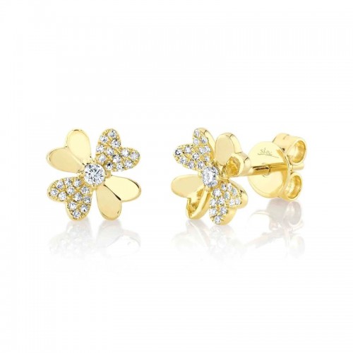 Diamond Clover Stud Earrings