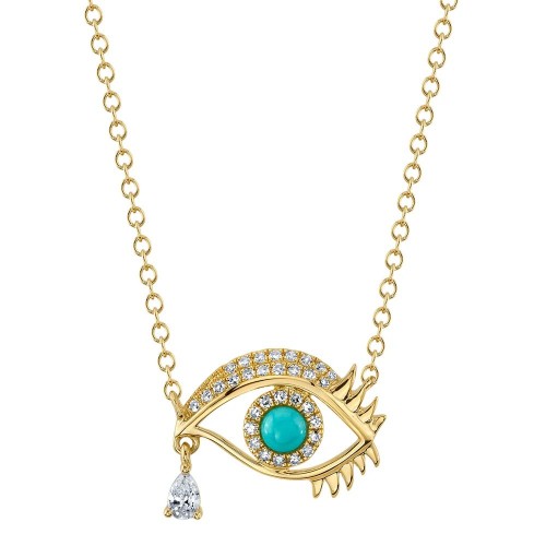 Turquoise and Diamond Eye Necklace