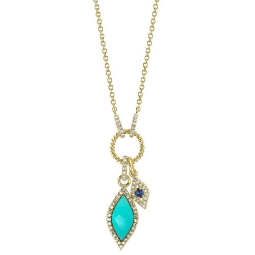 Turquoise, Sapphire, and Diamond Necklace