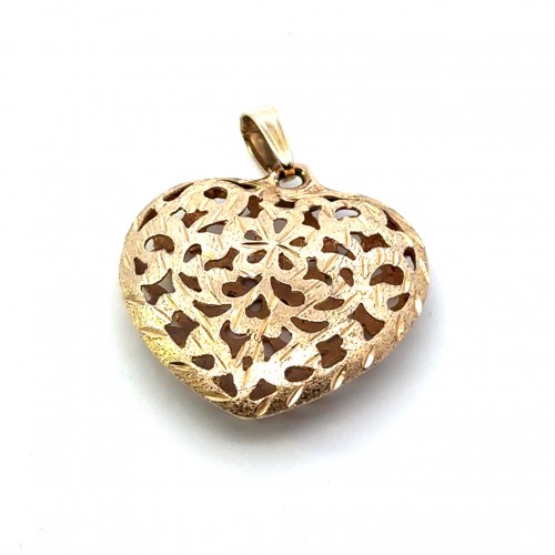 Estate Filigree Heart Pendant