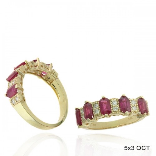 Ruby Emerald Cut /Diamond  Ring
