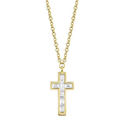 Diamond Baguette Cross Necklace