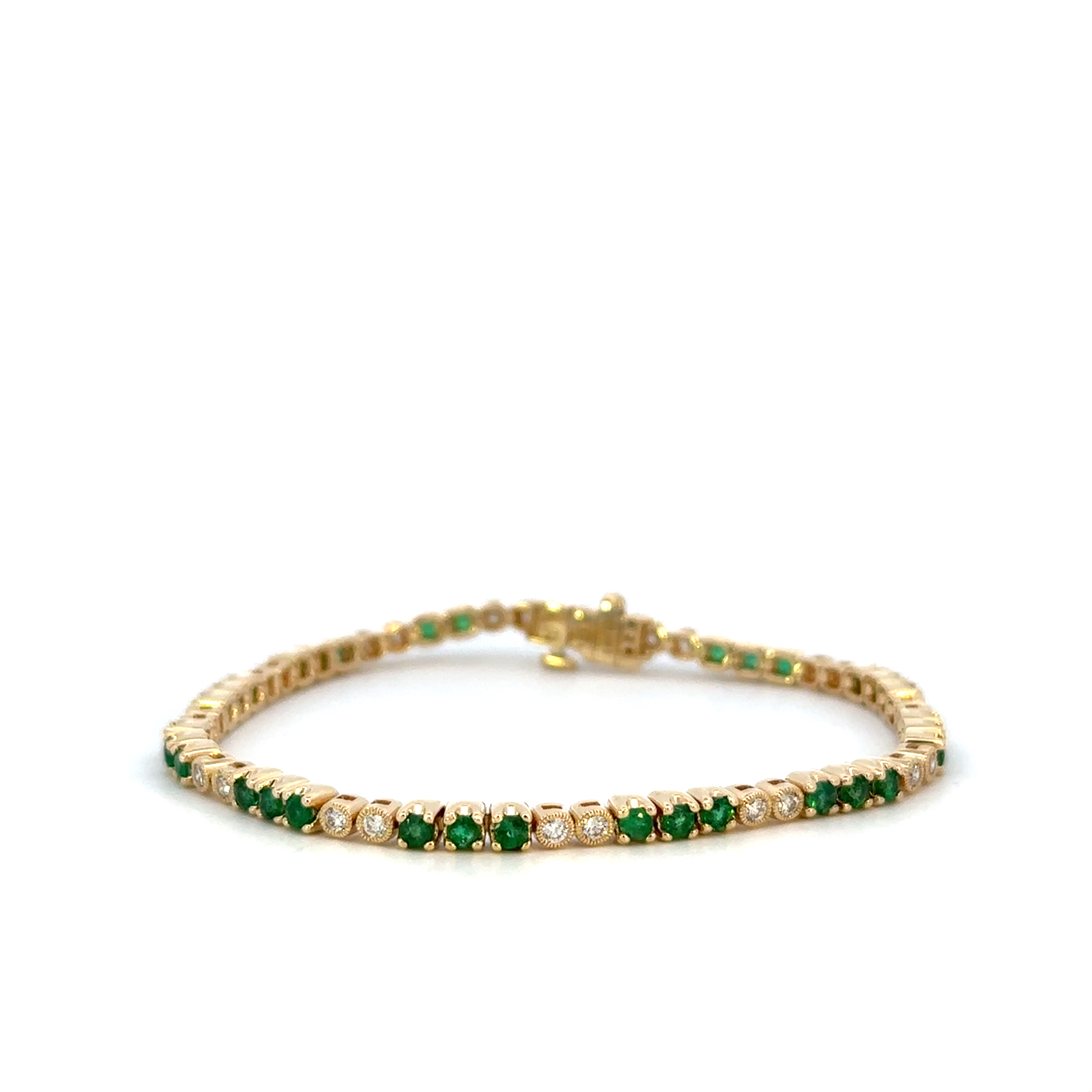 Emerald and Diamond Line Bracelet