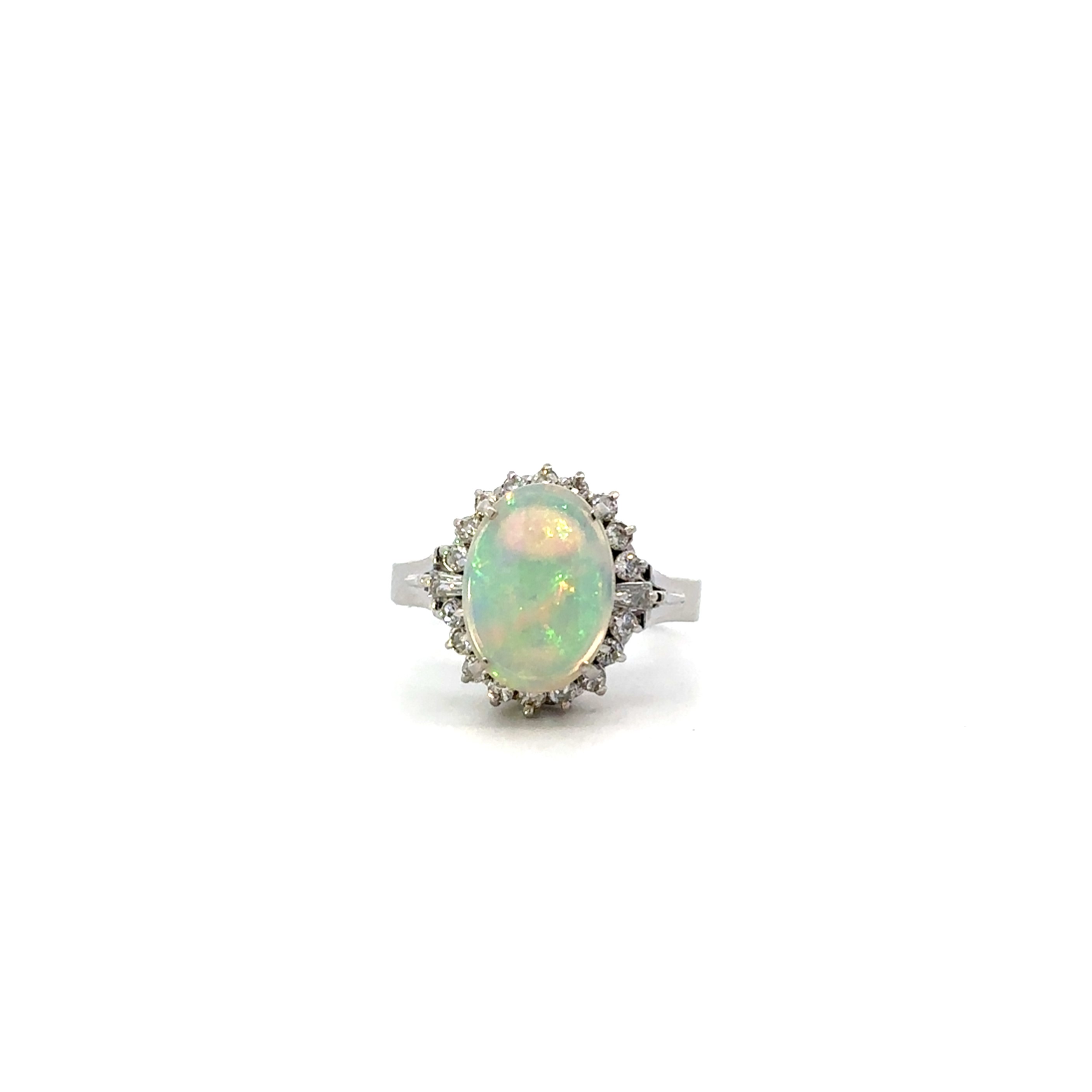 Estate Opal and Diamond Halo Ring