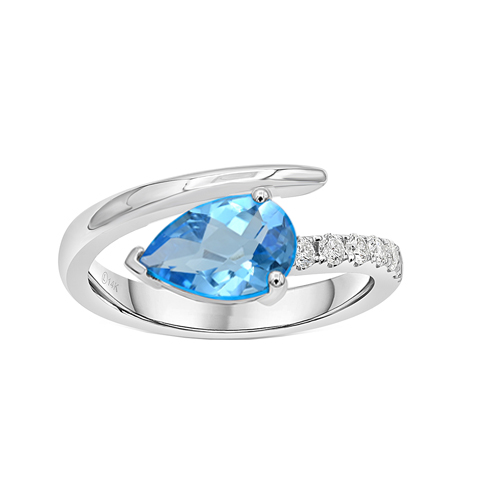 Swiss Blue Topaz & Diamond Ring